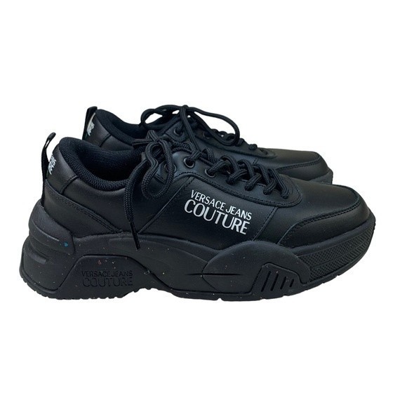 NEW Versace Jeans Couture Eco Dye Stargaze Sneakers 39 / 9 Black Leather - Picture 1 of 10